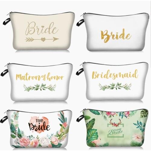 Bride To Be Wedding Decoration Portable Cosmetic Bag Party Decoration Team Bridesmaid Gifts Bride Shower Hen Party Prom Gift -C