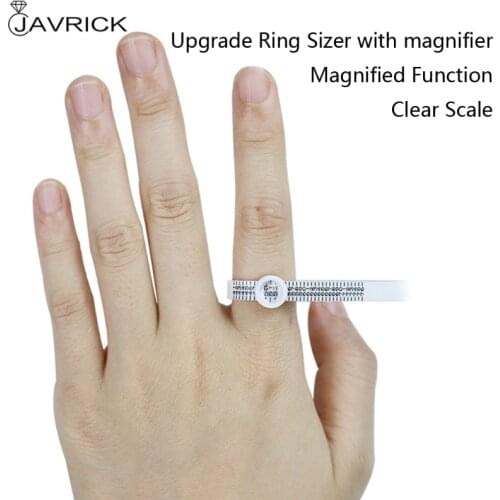 Magnified Plastic Ring Sizer Measuring Tool US UK Ring Sizer Measurer With 5X Magnifier Clear Scale Ring Measuring Tools
