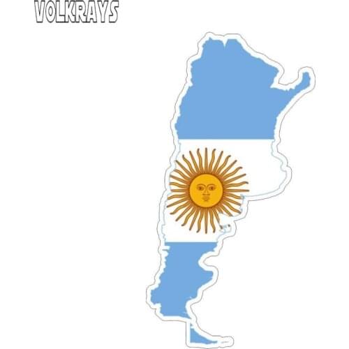 Volkrays Personality Car Sticker Argentina Map Flag Accessories Reflective Waterproof Cover Scratches Vinyl Decal,6cm*13cm