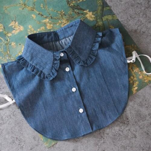 YSMILE Y Women Sweet Personality Jeans Blue Fake Collar Cute Purfle Decoration Detachable Collar Shirt Blouse Collar For Female