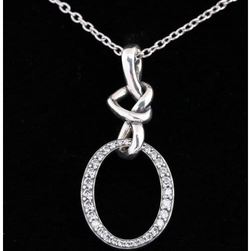 Original Knotted Heart With Crystal Adjust Sliding Necklace For 925 Sterling Silver Necklace Women Wedding Diy Europe Jewelry