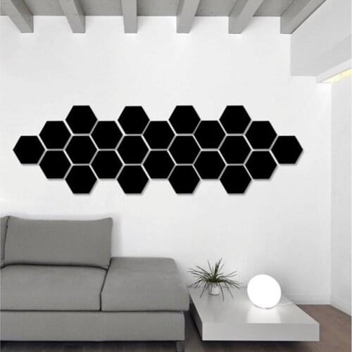 12Pcs/Set 3D Hexagon Acrylic Mirror Wall Stickers DIY Art Wall Decor Stickers Living Room Mirrored Sticker Gold Home Decor