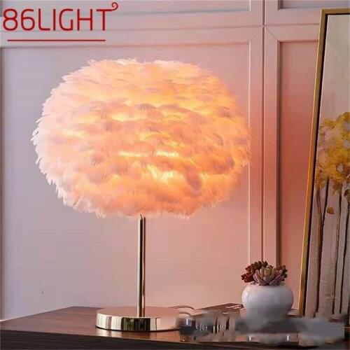86LIGHT Creative Table Lamps Feather Desk Lighting Contemporary for Living Room Bed Room Decoration