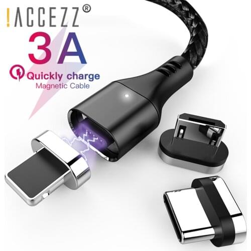 !ACCEZZ 3 in1 Magnetic Charger Cable Lighting For iPhone XS XR Max Micro USB Type C For Huawei Xiaomi Samsung Fast Charging Line