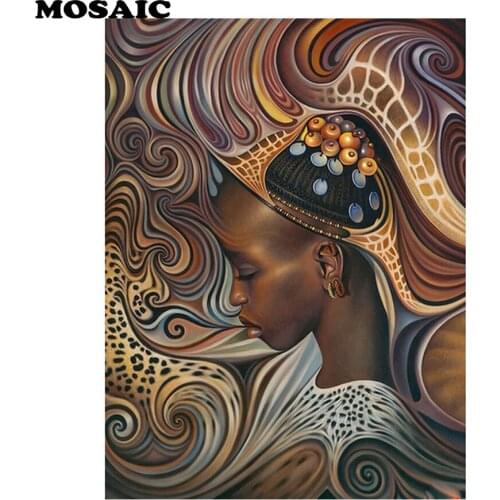 MOSAIC DIY Diamond Painting Cross Stitch Africa girl Needlework 5D Diamond Mosaic Diamond Embroidery Painting Rhinestones