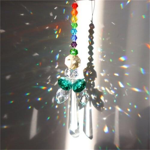 Angel Crystal Suncatcher Window Hanging Pendent Feng Shui Healing Prism Sun Catcher Rainbow Maker For Home Garden Decoration