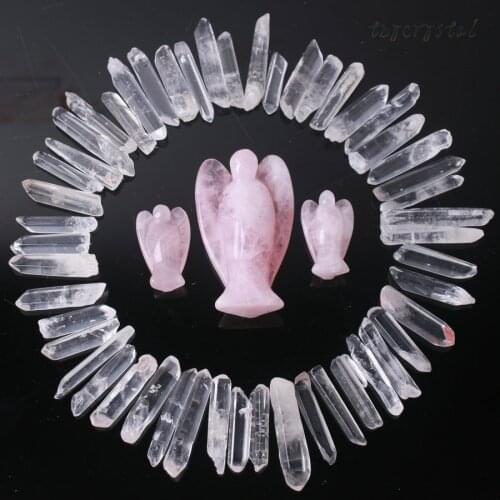 White Crystal and Pink Crystal Angel Quartz Specimen Healing Mixed Decoration