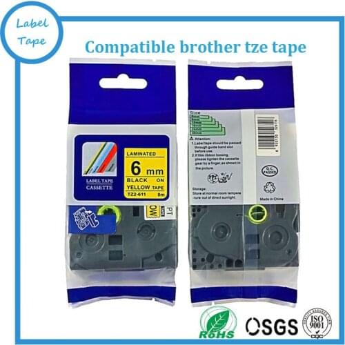 Free shipping 20pcs tz tape 6mm*8m tze 611 tze-611 tz611 tze611 compatible p touch label tapes tze tape