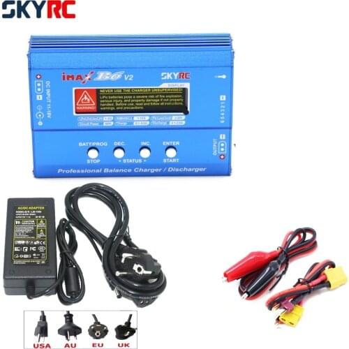 Original SKYRC IMAX B6 V2 B6V2 Digital RC Lipo NiMh Battery Balance Charger With 12v 5A AC POWER Adapter + EU/US/UK/AU plug