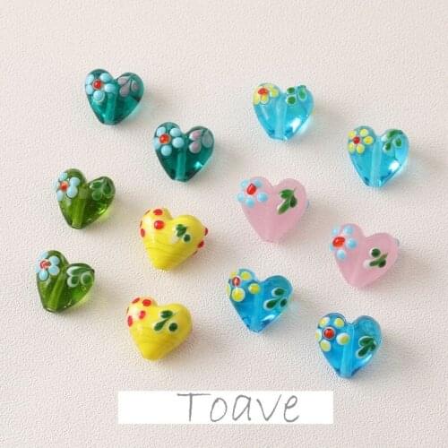 Colored glaze flower three-dimensional straight hole peach heart love retro ins bracelet necklace accessory material
