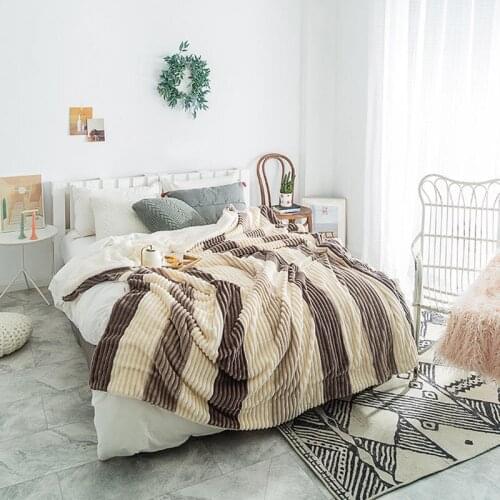 Flannel and lambskin double-sided thickening sleep blankets Soft, stylish and comfortable home textiles bring good quality sleep