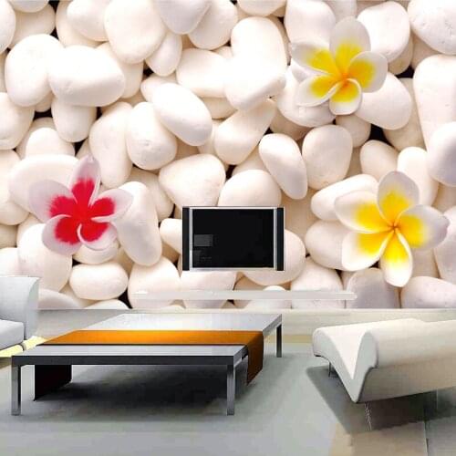 5D White cobblestone flower Paper Murals 3d Stone wall Mural Wallpaper for sofa tv background 3d Wall photo murals Wall paper