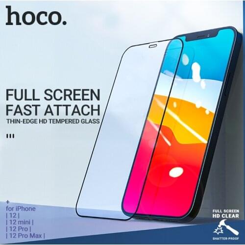Hoco tempered glass for iPhone 12 mini Pro Max X 11 Xr Xs phone full screen protector clear HD film anti fingerprint shock edges