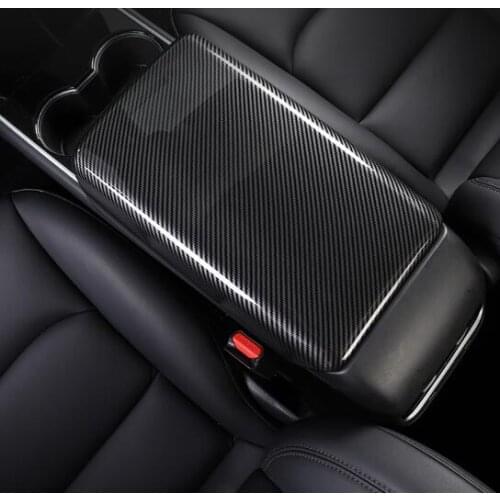 Chrome car centre armrest box up decorative cover,guard scuff cover For Tesla Model3 model 3