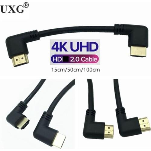 Left & Right Angled HD-2.0 Male To HD-Right Left Elbow Male Extension Cable 15cm HD-2.0V Angle HDMI-compatible Cable 4K*2K @60HZ