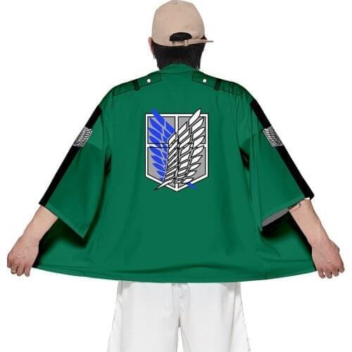 Anime Attack On Titan Kimono Shirt Casual Clothes Cosplay Costume Shingeki No Kyojin Survey Corps Cloak Coat Top Clothing