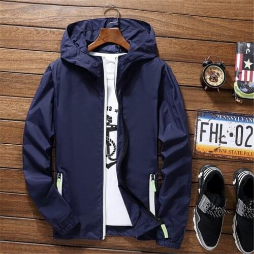 Men Sport Outdoor Jackets Oversize Windbreak Hooded Cycling Coat Casual Loose Solid Reflective Waterproof Outwear Zipper Tops