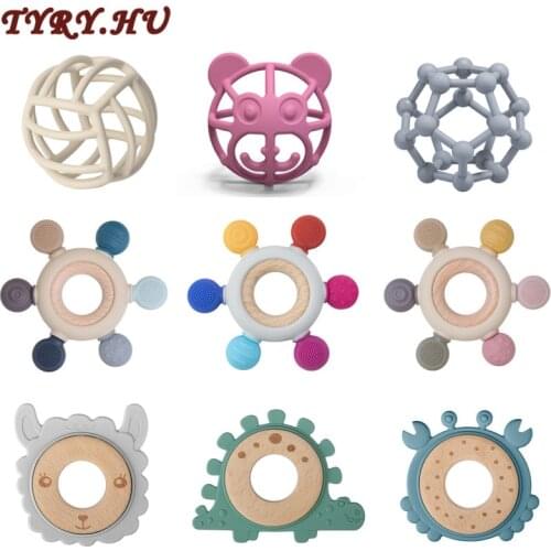 TYRY.HU Soft Silicone Kids Teether Toy Ball Infantil Chewable Food Grade Silicone Teether Nursing Gift Accessories For Baby