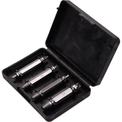 FATCOOL 4Pcs Double Side Damaged Screw Extractor Step Drill Bit Guide Set Broken Damaged Remover Double Head Screw Extractor