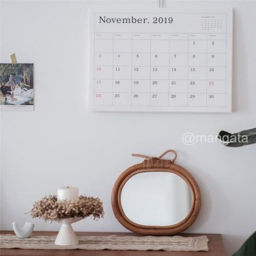 Rattan Wall Mirror Decoration Maison Nordic Korean Japan Style Vintage Handmade Home Hanging Decor Round Make Up Mirrors