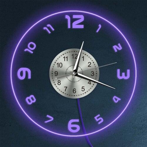 Modern Design Illuminated Multicolor Wall Clock Cool Living Room Interior Decor Hanging Timepiece Glow in Dark Atmosphere Light