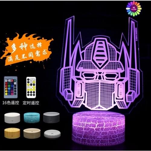 Disney Transformers Autobot Optimus Prime 3D night light led7/16 color touch remote control desk lamp mood light birthday gift