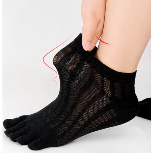 5 Pairs/Lot Low Tube Big Mesh Cotton Socks Sweat-absorbent Breathable Five-finger Socks Mens Sports Split Toe Socks Pop Socket