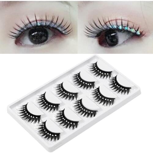 New Portable Shiny Rhinestone Fiber False Eyelashes Thick Long Natural Lashes Extensions False Eyelashes Fashion Beauty