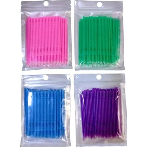 100pcs/set Disposable Makeup Cotton Eyelash Extension Mini Individual Applicators Home Mascara Brush 4 color for choose