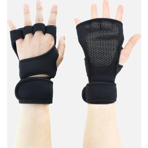 Weightlifting gloves mens and womens training fitness exercise palm riding diving material weightlifting rubber gloves