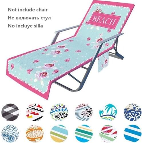 Portable Beach Chair Towel Colorful Print Recliner Chair Cover With Pocket Summer Pool Outdoor Travel Towels not Include Chair