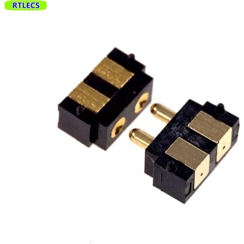 50 pcs Spring Loaded Pogo pin connector 2 PIN Right Angle Surface Mount SMD Strip Male Female Target Concave SMT Pitch 2.5 mm