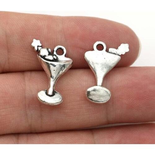 JAKONGO Antique Silver Plated Cups Charms for Jewelry Making Bracelet Findings DIY Accessories 20x12mm 10pcs/lot