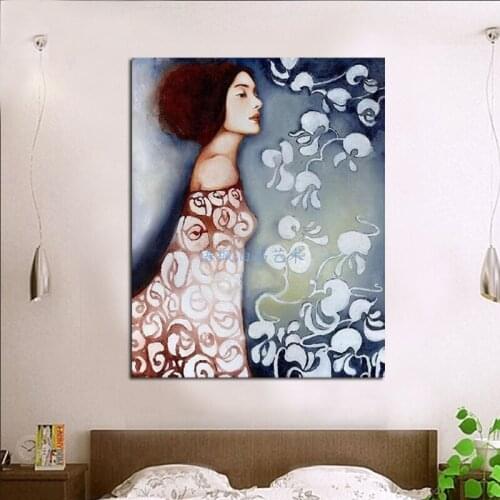 Hand-painted modern portrait oil painting on canvas elegant lady decorative wall pictures home decor ready to hang