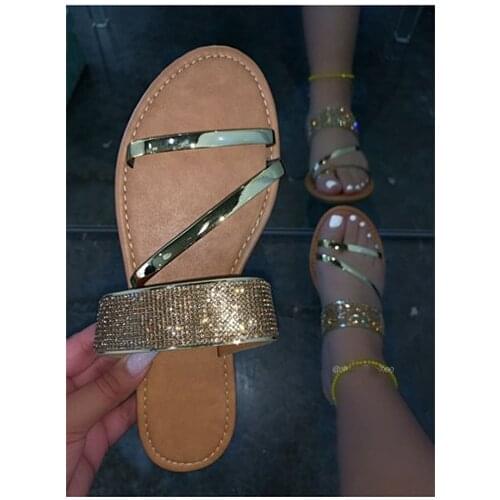 2021 Summer Women Platform Sandals Crystal Shiny Slippers Slip-On Ladies Fashion Outdoor Holiday Slides Designer Slides