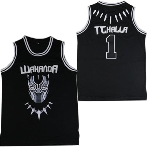 BG basketball jerseys 1 T'Challa jersey Embroidery sewing Outdoor sportswear Hip-hop movie jersey black 2020 summer