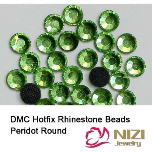 High Quality Hotfix Rhinestones For Garment Round Flatback Strass Glass Peridot DMC Rhinestones For Wedding Designs New Strass