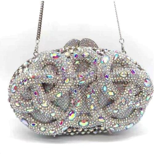Bag For Women Metal AB Gemstone Diamond Serpentine Handbags Women Rhinestone Bags Designer Crystal Evening Mini Clutches
