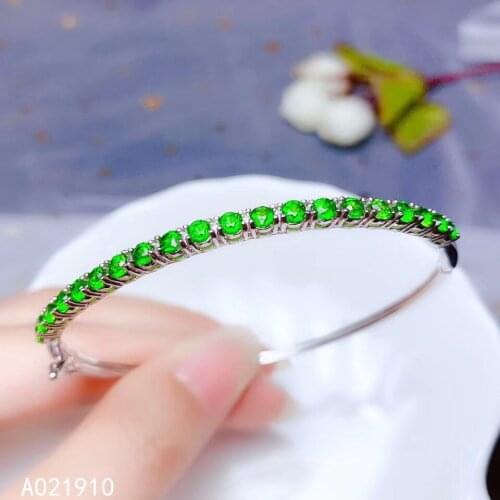 KJJEAXCMY boutique jewelry 925 sterling silver inlaid Natural Diopside ladies bracelet support detection fashion