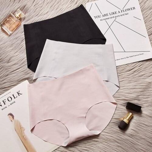 The New Independent Packaging One-piece Seamless Breathable Underwear Ladies Ice Silk Middle Waist Sexy Plus Size