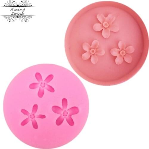 1Pcs Three florets silicone fudge mold cake decoration tools candy chocolate fudge mold