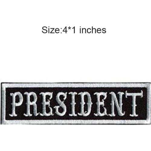 1pc MC embroidered patches & rockers for PRESIDENT motorcycle riding clubs and OGIGINAL bikers with iron on backing