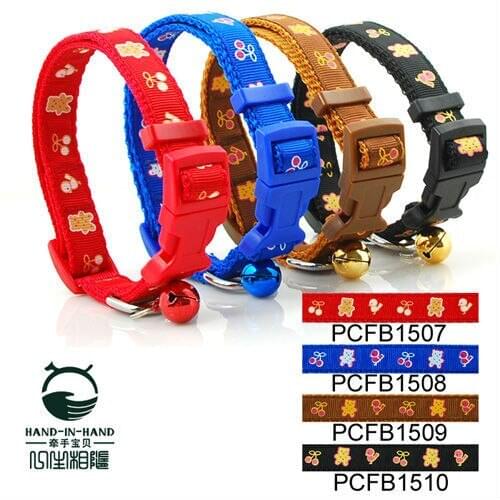 10sets 90Pcs/Lot 4 Colors Classic Pet Dog Bears & Cherries Print Collar Buckle Style 1.5cm