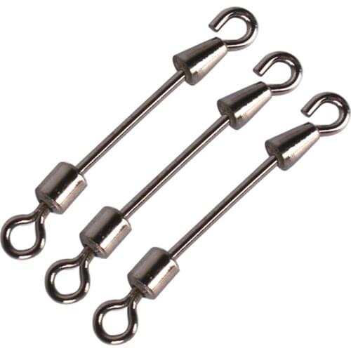 10pcs/lot Open quick Pin fishing Swivels Snap Stainless Steel Line Wire Leaders Connector Bearing Rolling Lead Sheath Tube