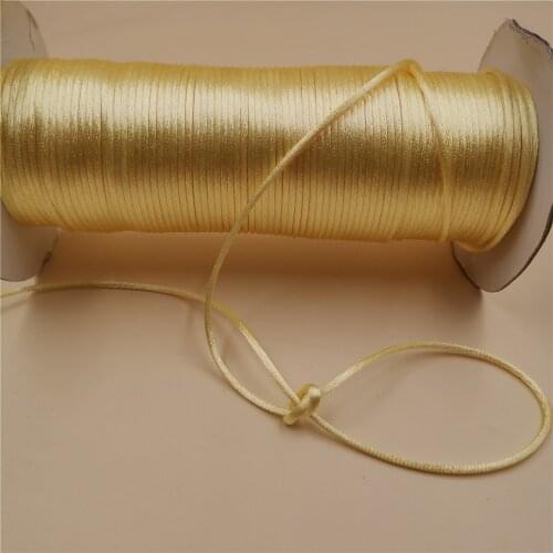 2mm X 20meters Baby Yellow Color Rattail Satin Cord Chinese Knot Braided String Jewelry Findings Beading Rope R540