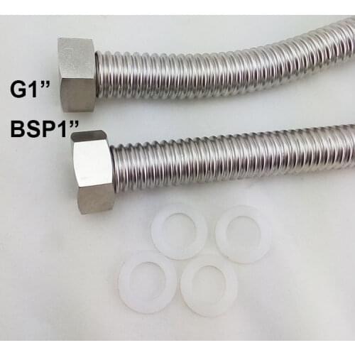 2pcs G1" 20cm-200cm for your choice Stainless Steel Corrugated Water Hard Pipe Hose