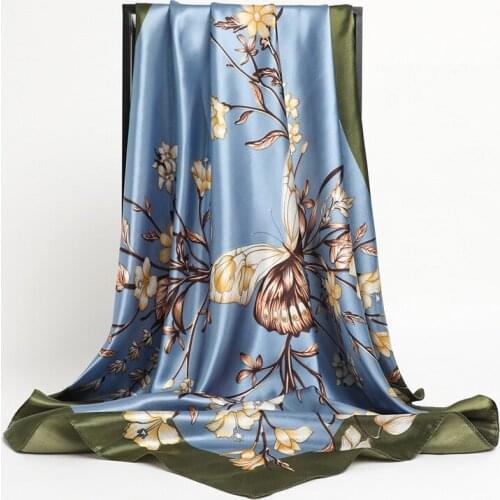 2021 Silk Square Scarf Summer Hair Band Print Shawl Wrap Hijab Fashion Female Scarves Women Bandana Neckerchief Lady Headband