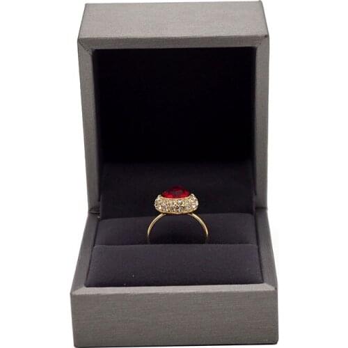 Wire drawing PU leather jewellery boxes and packaging wedding ring case jewelyr organizer gift box