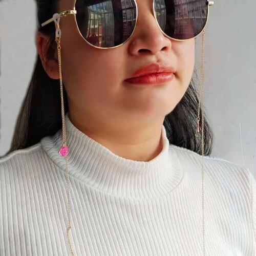 Fashion Woman Sunglasses Chain Red Lip Lipstick Pendant Anti-Falling Glasses Eyeglass Cord Necklace Accessory