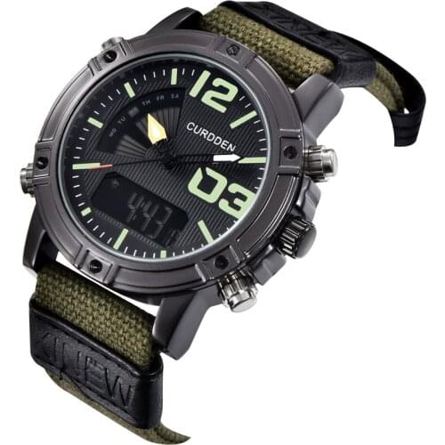 CURDDEN Chronograph Watches Mens Fashion Nylon Dual Time Sports Multifunction Quartz Wristwatches Montres de Marque de Luxe 3005